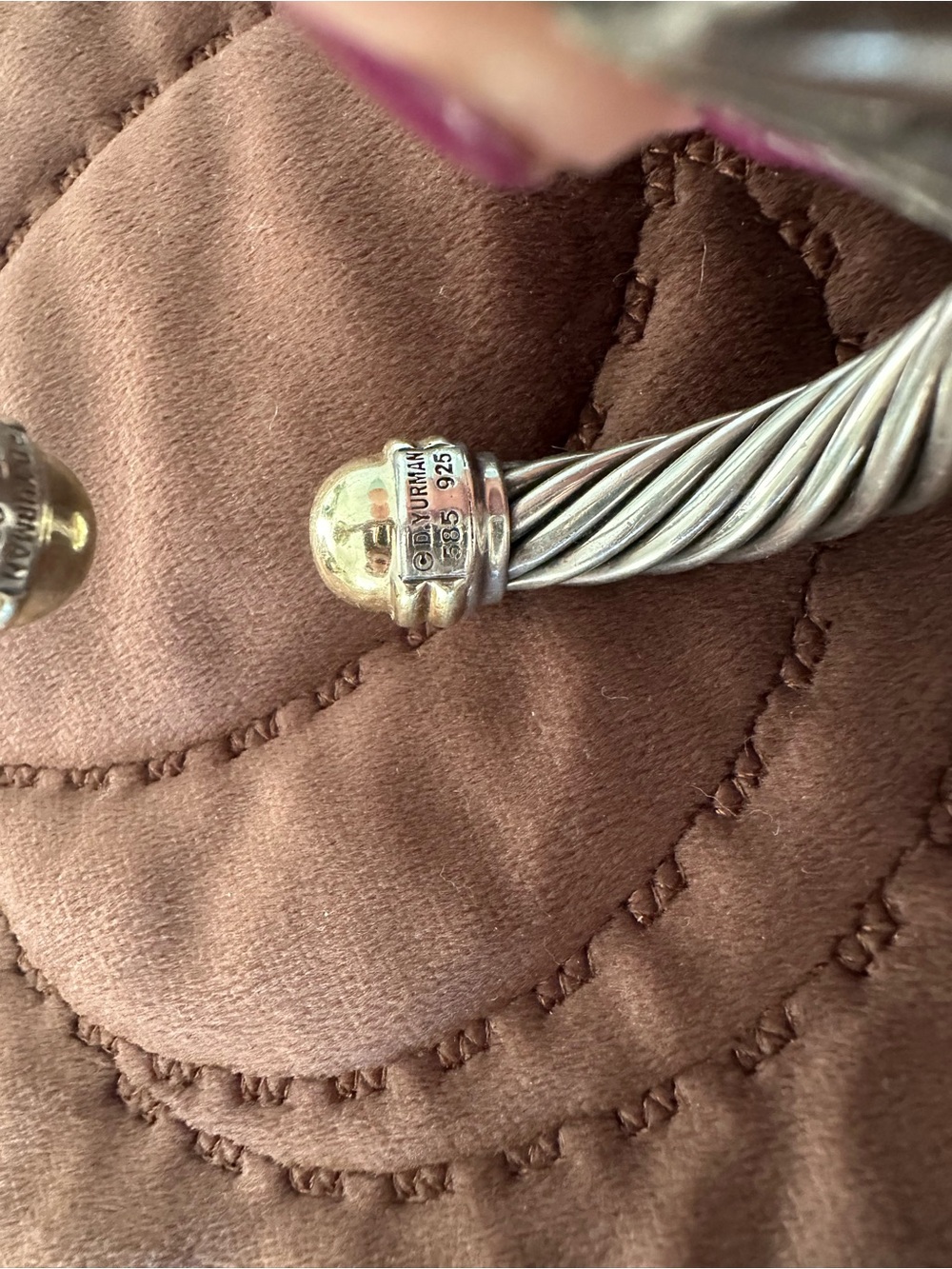 David Yurman Twisted Cable Open Cuff Bracelet with Gold Accents - Silver/Gold - Picture 5 of 5